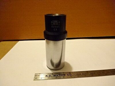 MICROSCOPE PART CARL ZEISS OCULAR EYEPIECE GERMANY 4X OPTICS AS IS #81-25