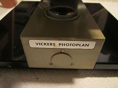 MICROSCOPE VICKERS ENGLAND PHOTOPLAN 4 OBJECTIVES LIGHT SOURCE NEEDS CLEANING