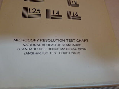 OPTICAL MICROSCOPE RESOLUTION TEST CHART OPTICS AS IS #AR-10