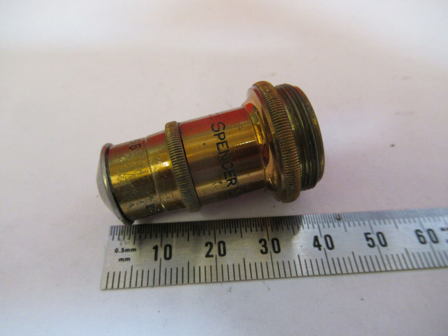 ANTIQUE BRASS SPENCER OBJECTIVE 44X  MICROSCOPE PART AS PICTURED &P8-A-104