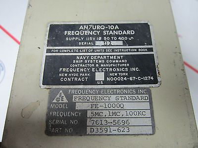 VINTAGE FEI FE-10A ULTRASTABILER QUARZOSZILLATOR 5 MHz FREQUENZSTANDARD MARINE