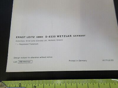 ORIGINAL BOOKLET LEITZ WETZLAR GERMANY SM-LUX MICROSCOPE PART AS PICTURED W3