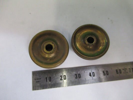 ANTIQUE BAUSCH LOMB BRASS KNOBS PAIR MICROSCOPE PART AS PICTURED &75-B-06