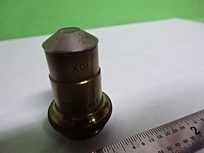 MICROSCOPE PART OBJECTIVE VINTAGE BRASS SPENCER 10X OPTICS AS IS #B2-M-15