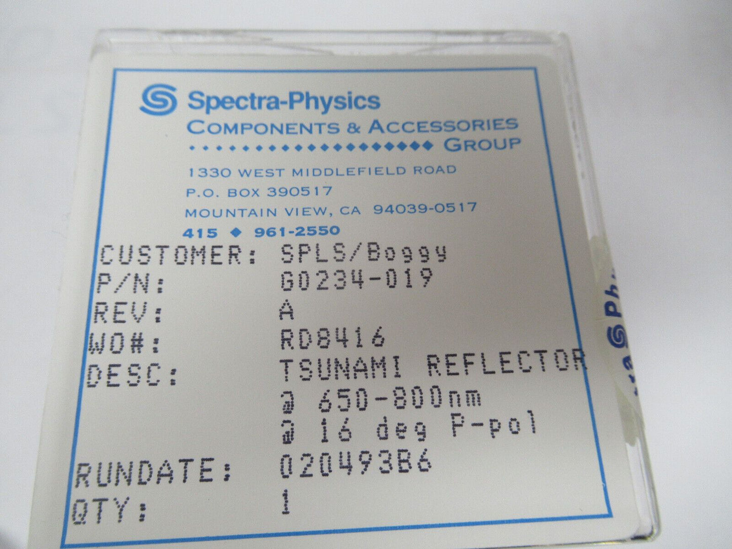 OPTICAL SPECTRA PHYSICS 650-800 nm tsunami reflector OPTICS AS PICTURED &W6-A-17