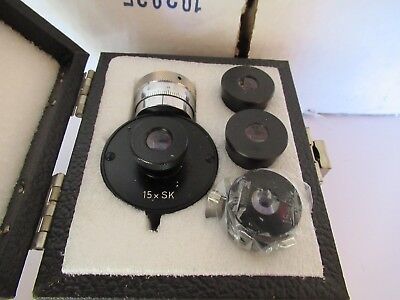 LOT 4 EA WILD SWISS EYEPIECES + FILAR 15X MICROSCOPE OPTICS AS PICTURED #60-A-14