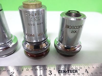 FOR PARTS MICROSCOPE OBJECTIVES ASSORTED OPTICS AS IS BIN#Y2-21