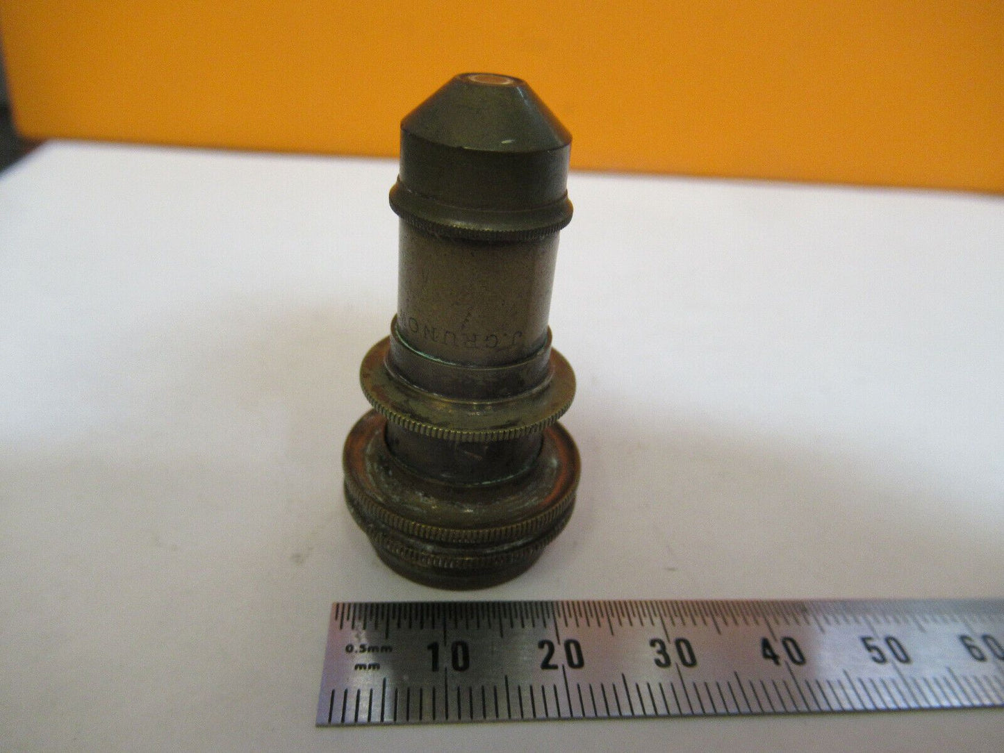 ANTIQUE BRASS J. GRUNOW OBJECTIVE LENS MICROSCOPE PART AS PICTURED #P2-A-03