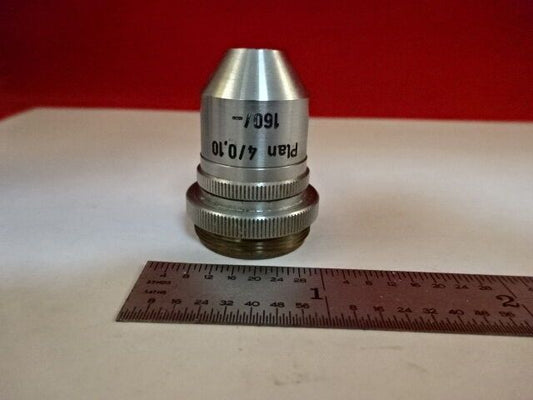 MICROSCOPE PART OBJECTIVE REICHERT AUSTRIA 4X OPTICS AS IS #37-A-10