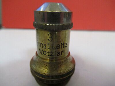 ANTIQUE BRASS LEITZ "3" GERMANY OBJECTIVE MICROSCOPE PART AS PICTURED &87-FT-36