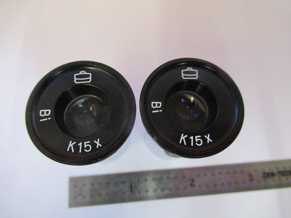 TIYODA JAPAN BI K15X PAIR EYEPIECE OPTICS MICROSCOPE PART AS PICTURED &G1-A-87