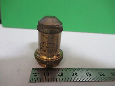 ANTIQUE ERNST LEITZ BRASS OBJECTIVE OPTICS MICROSCOPE PART AS PICTURED &Q9-A-35