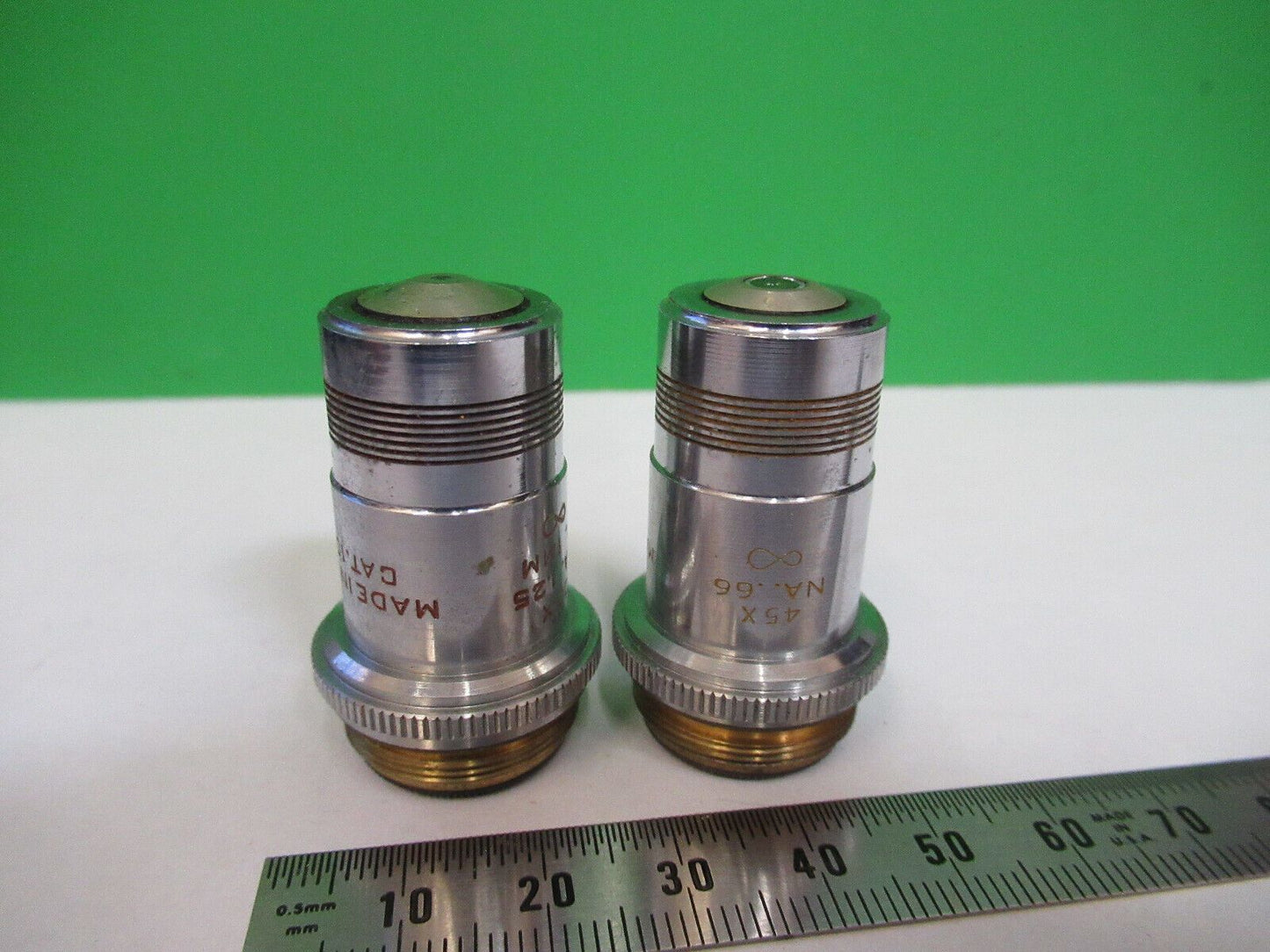 AO  INDUSTRIAL OBJECTIVE 45X 100X INFINITY MICROSCOPE PART AS PICTURED R7-B-61