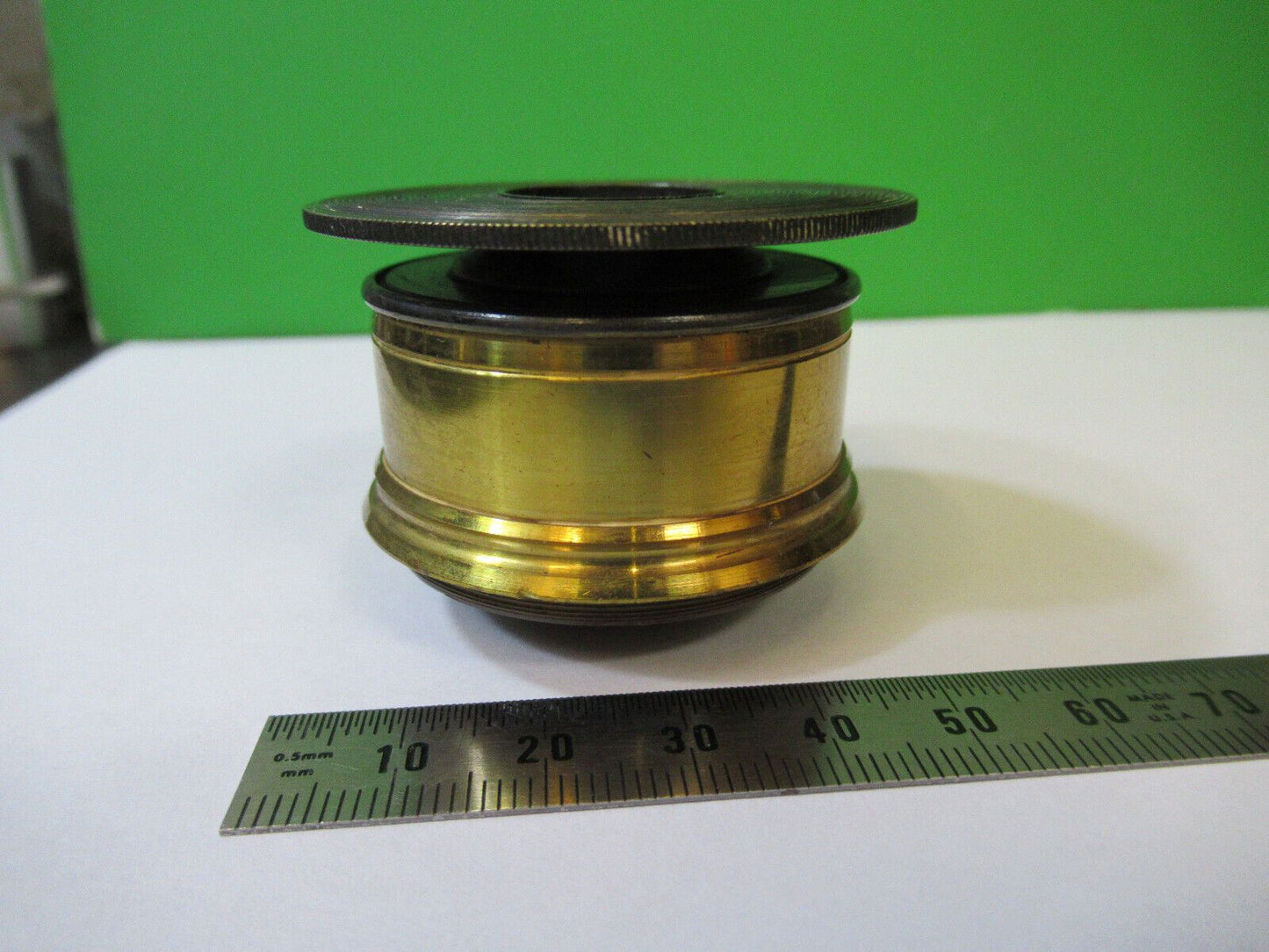 ANTIQUE BRASS CROUCH UK POLARIZER POL LENS  MICROSCOPE PART AS PICTURED &22-A-01