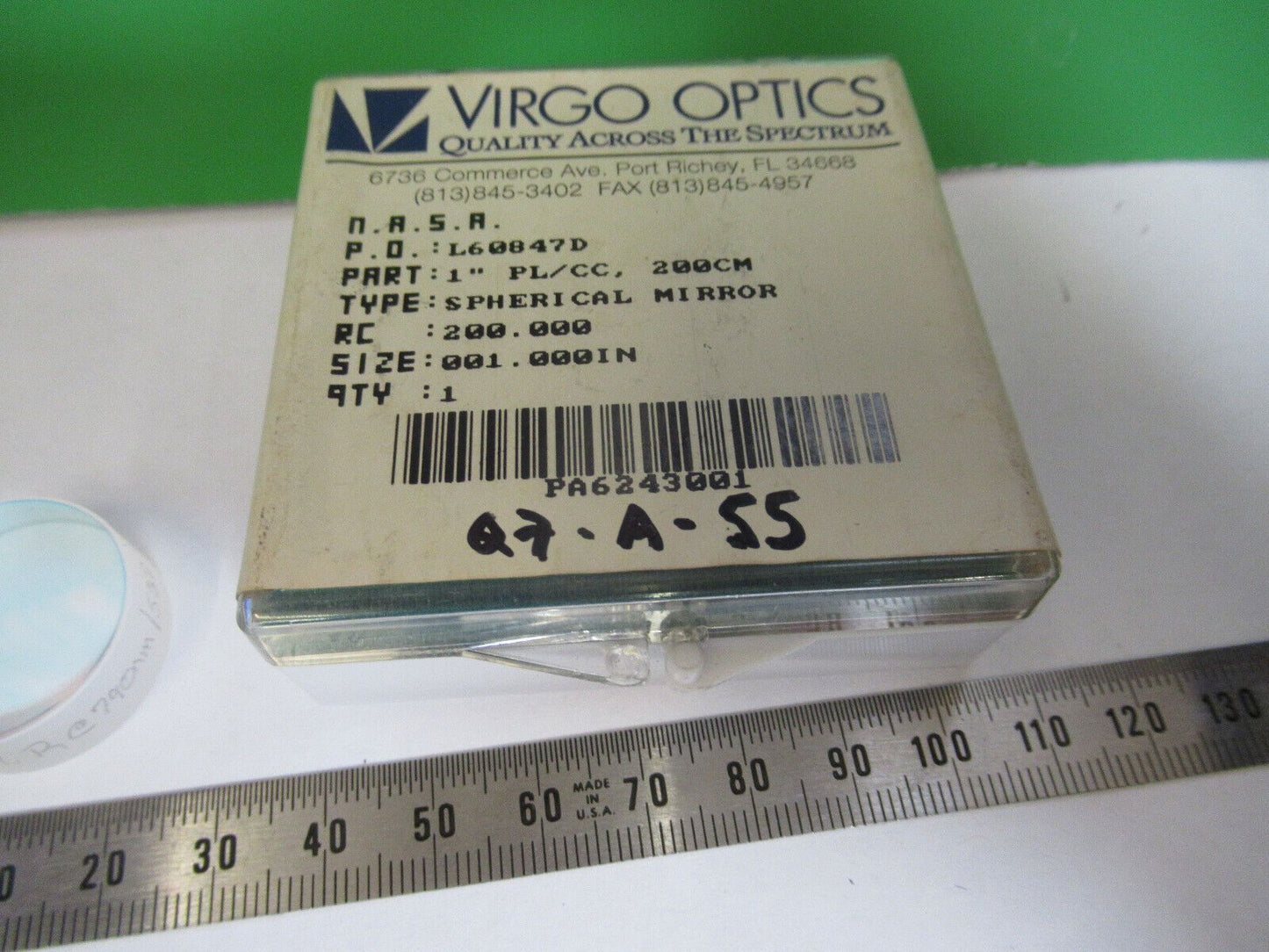 OPTICAL ex-NASA MIRROR LENS COATED LASER OPTICS AS PICTURED Q7-A-55