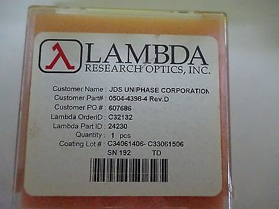 OPTICAL COATED LENS LAMBDA RESEARCH JDS UNIPHASE LASER OPTICS AS IS BIN#K1-93