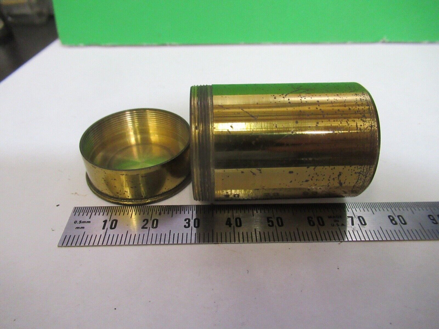 ANTIQUE BRASS OBJECTIVE CANISTER EMPTY HENRY CROUCH UK MICROSCOPE PART F8-B-26