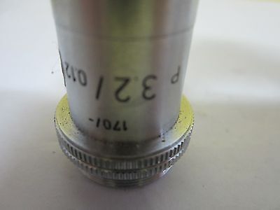 MICROSCOPE PART OBJECTIVE LEITZ GERMANY 3.2X P OPTICS BIN#U1-42