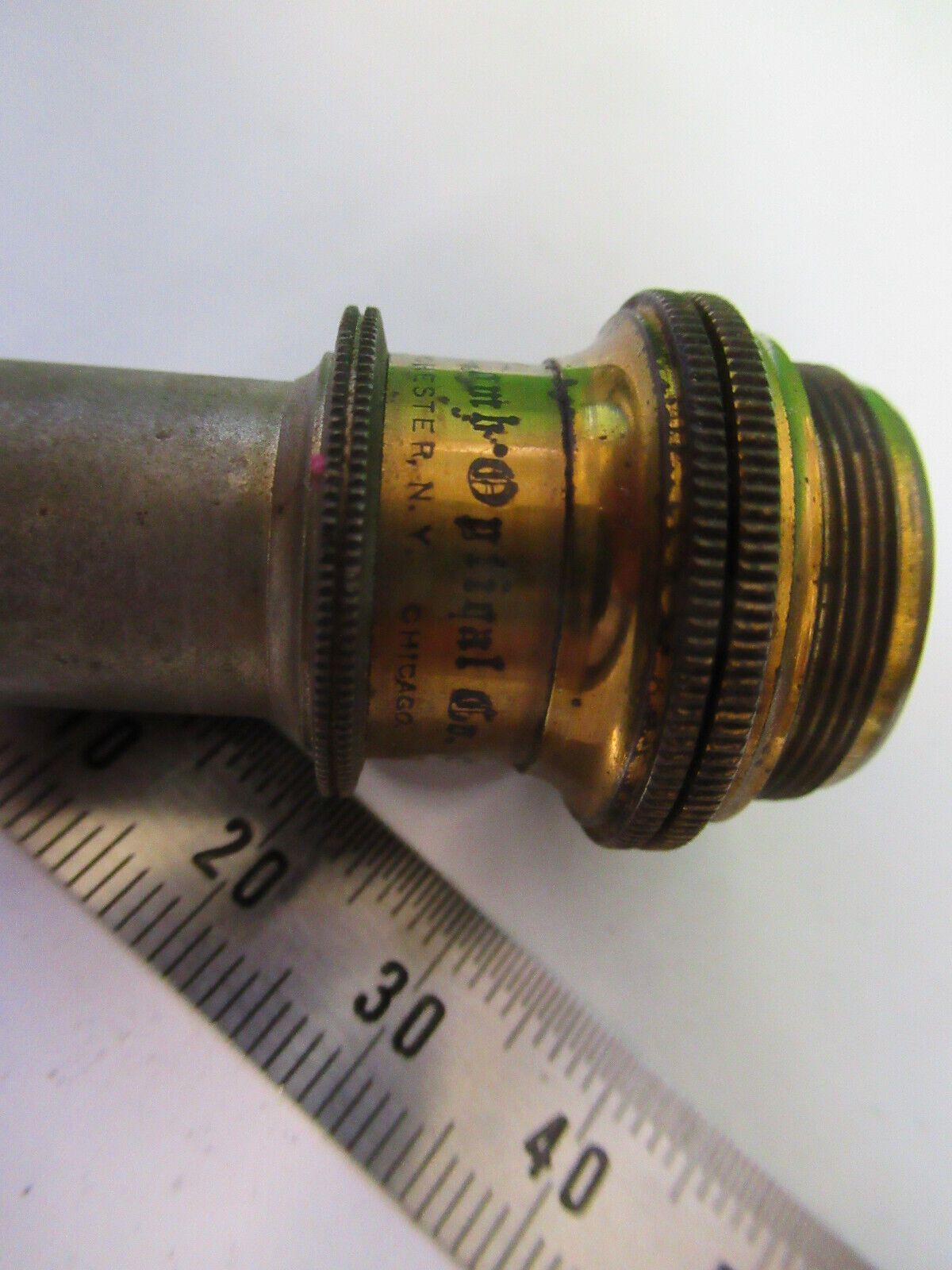 ANTIQUE BRASS 1/12 BAUSCH LOMB OBJECTIVE MICROSCOPE PART AS PICTURED #W5-B-29