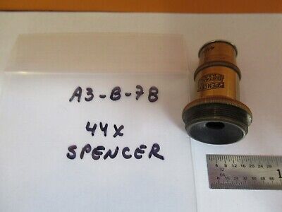 ANTIQUE BRASS SPENCER 44X OBJECTIVE MICROSCOPE OPTICS AS PICTURED &A3-B-78