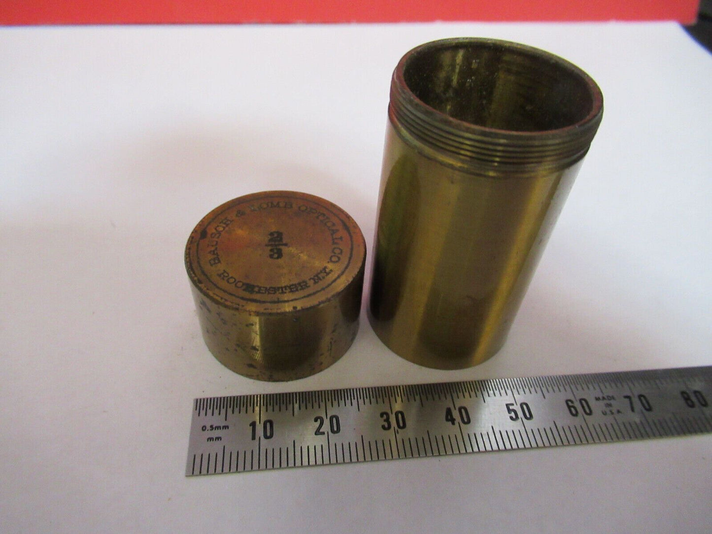 EMPTY BAUSCH LOMB BRASS OBJECTIVE CANISTER MICROSCOPE PART AS PICTURED G4-A-61