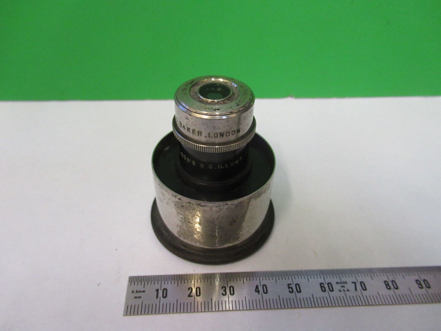 ANTIQUE BAKER UK CONDENSER RARE MICROSCOPE PART AS PICTURED Z6-A-85