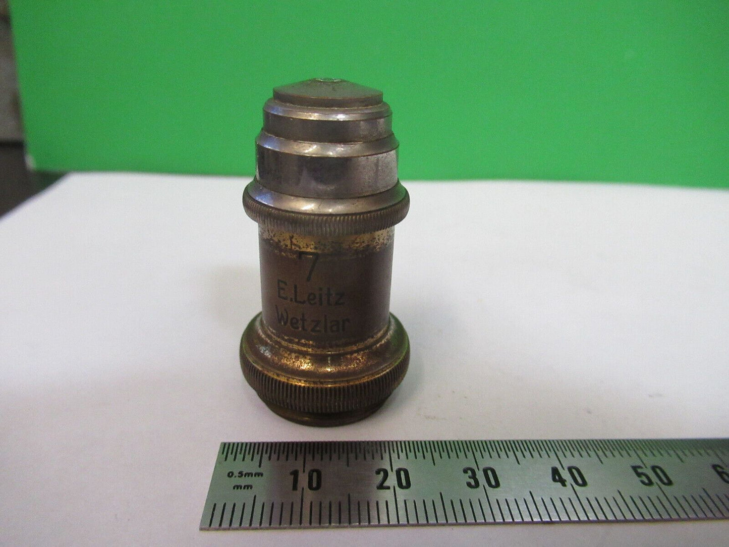 ANTIQUE BRASS OBJECTIVE "7" ERNST LEITZ MICROSCOPE PART AS PICTURED Z7-A-45