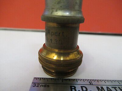 ANTIQUE ERNST LEITZ BRASS OBJECTIVE MICROSCOPE PART OPTICS AS PICTURED &13-FT-39