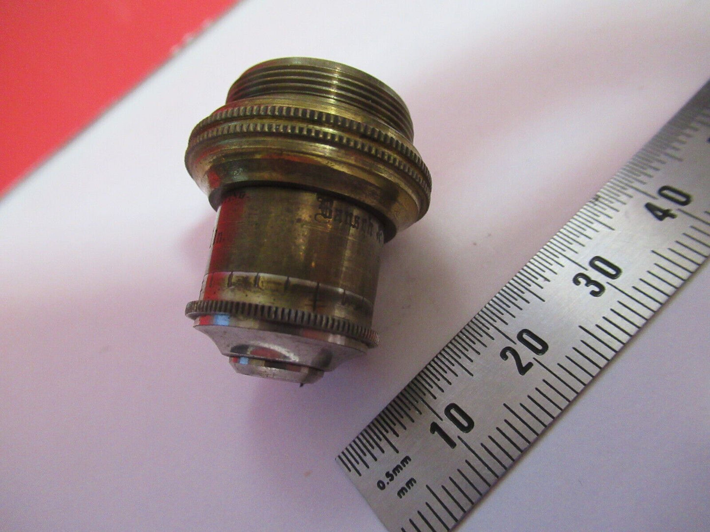 ANTIQUE BRASS OBJECTIVE BAUSCH LOMB 1/4 1IN MICROSCOPE OPTICS AS PICTURED Q2-41