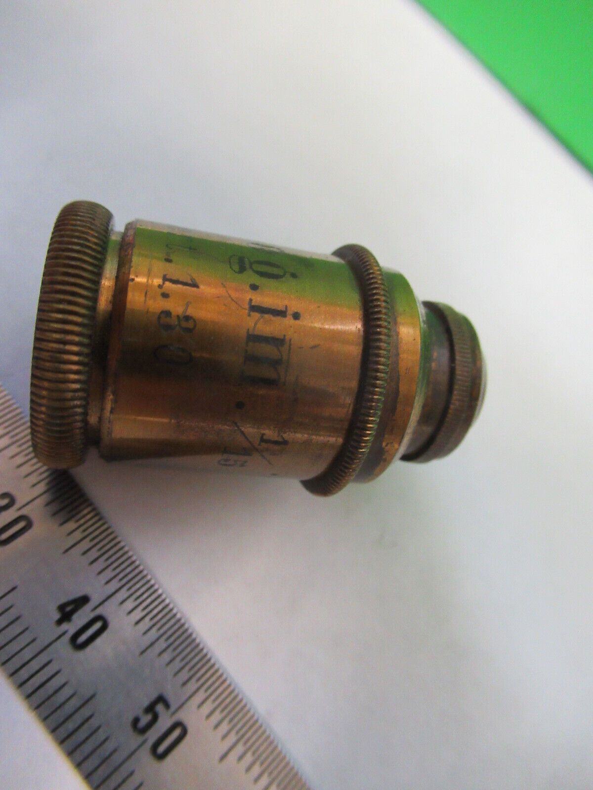 ANTIQUE BRASS REICHERT AUSTRIA OBJECTIVE RARE MICROSCOPE PART AS PICTURED 5-B-13