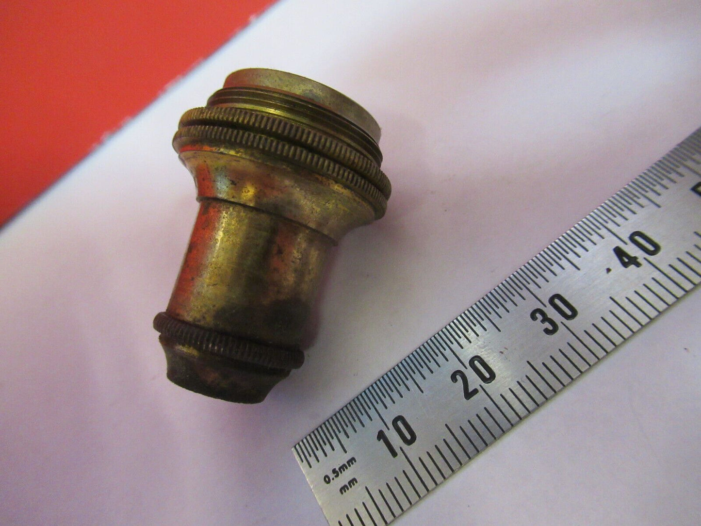 ANTIQUE BRASS KORISTKA ITALY OBJECTIVE 8 MICROSCOPE PART AS PICTURED &H9-B-59