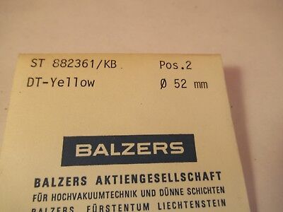 OPTICAL FILTER YELLOW BALZERS VERY THIN LIECHTENSTEIN OPTICS AS PICTURED 84-B-53