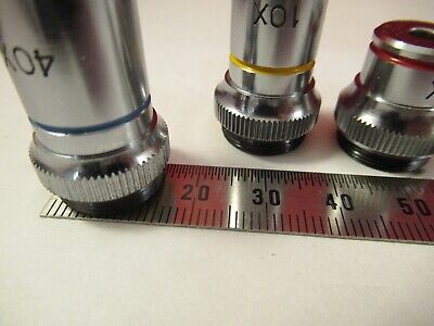 LOT 3 EA MINI OBJECTIVES OPTICS MICROSCOPE PART AS PICTURED &P7-B-02