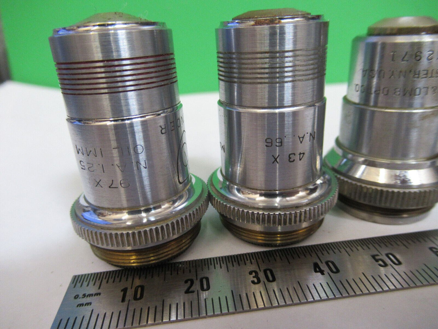 LOT SPENCER OBJECTIVE 10X 43X 97X MICROSCOPE PART OPTICS AS PICTURED AO #Z8-A-02