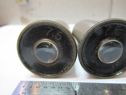 BAUSCH LOMB 7.5 ANTIQUE EYEPIECE PAIR LENS MICROSCOPE PART AS PICTURED &3-FT-X56