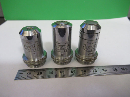 LOT OBJECTIVES LENSES ERNST LEITZ GERMANY MICROSCOPE PART AS PICTURED &S9-B-55