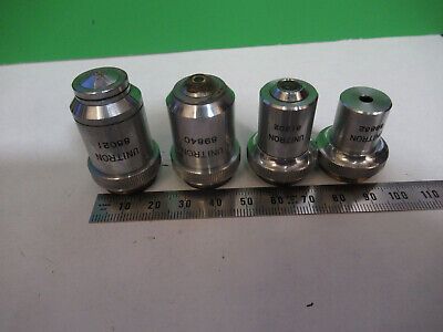 LOT 4 EA 4X 10X 40X 100X UNITRON OBJECTIVE MICROSCOPE PART AS PICTURED &R7-B-15