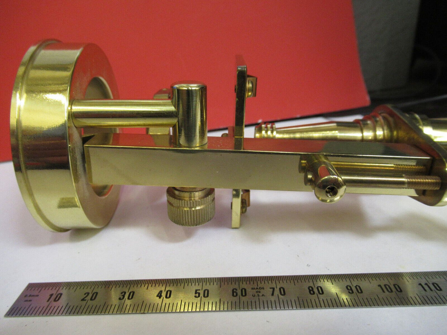 ANTIQUE DISPLAY BRASS COLLECTABLE MINI MICROSCOPE OPTICAL AS PICTURED &R3-C-31