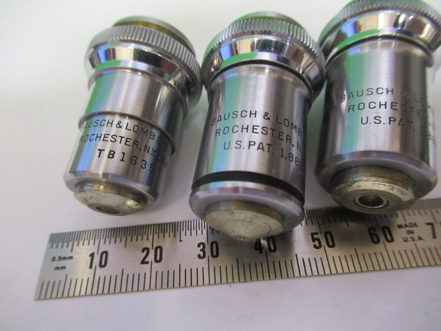 LOT 3 ea OBJECTIVES BAUSCH LOMB MICROSCOPE PART AS PICTURED &R4-A-49