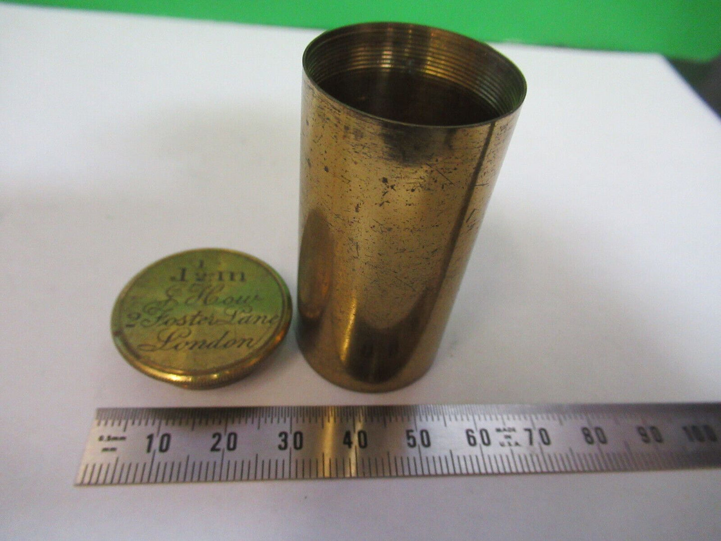 ANTIQUE BRASS HOW LONDON CANISTER OBJECTIVE MICROSCOPE PART AS PICTURED P2-B-93