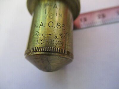 ANTIQUE BRASS SWIFT LONDON OBJECTIVE 1/6 MICROSCOPE PART AS PICTURED &87-FT-31