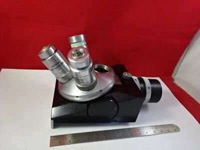 VICKERS UK MICROPLAN NOSEPIECE + OBJECTIVES OPTICS MICROSCOPE PART AS IS #93-28