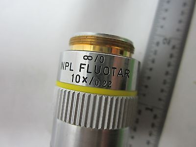 MICROSCOPE OBJECTIVE LEITZ GERMANY 10X FLUOTAR INFINITE OPTICS AS IS BIN#R6-13