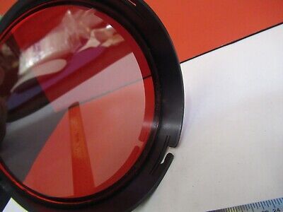 OPTICAL FLAT GLASS MIL SPEC MOUNTED RED FILTER OPTICS AS PICTURED &Q1-A-90