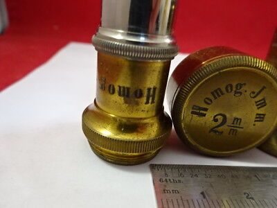 ANTIQUE BRASS OBJECTIVE HOMG 2mm LEITZ ?? GERMANY MICROSCOPE PART AS IS &92-13