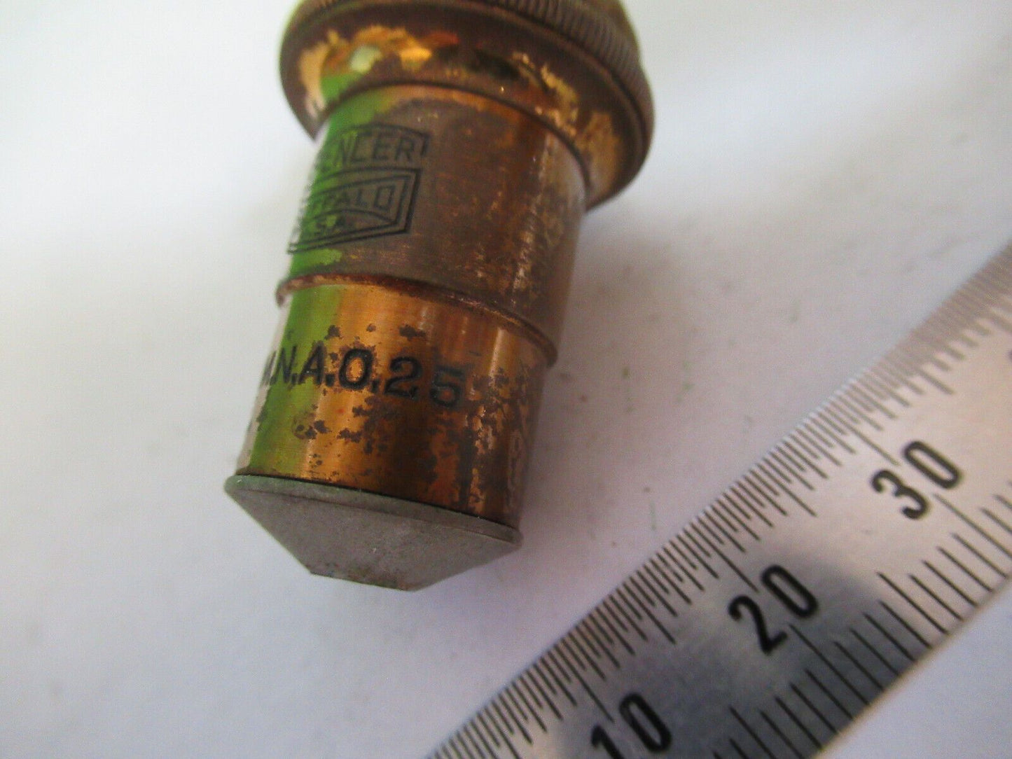 ANTIQUE BRASS SPENCER OBJECTIVE LENS OPTICS MICROSCOPE PART AS PICTURED Z1-A-136