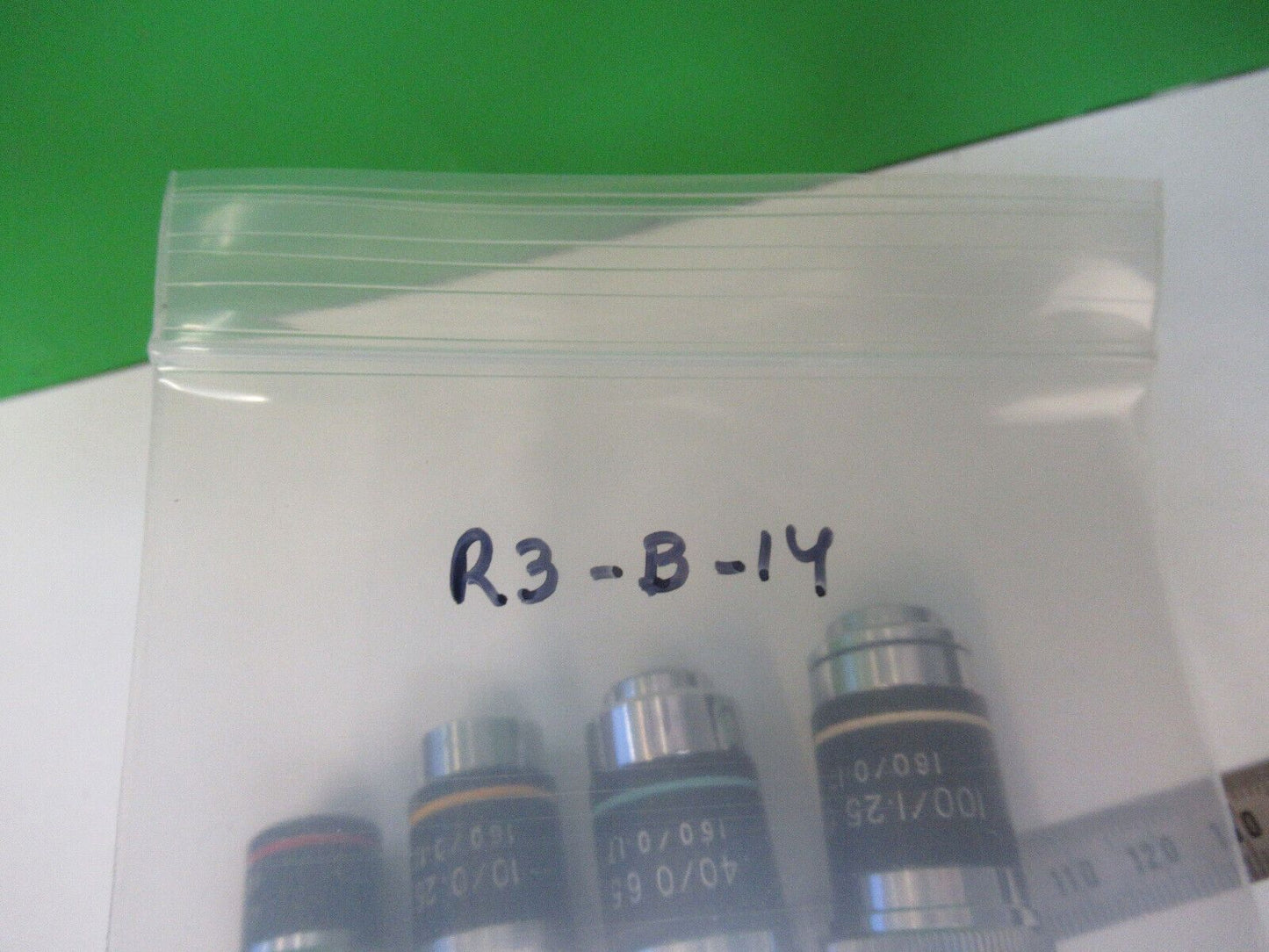 LOT 4 EA GENERIC OBJECTIVE OPTICS MICROSCOPE PART AS PICTURED &R3-B-14