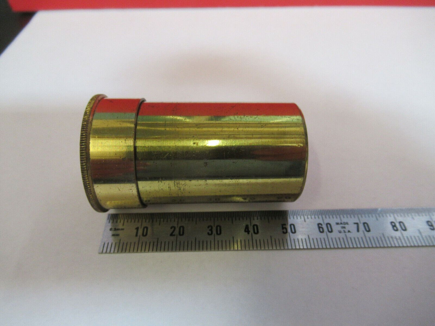 EMPTY BRASS CONTAINER for MICROSCOPE OBJECTIVE PART AS PICTURED #B7-A-71