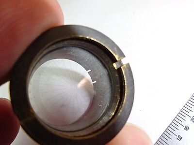 BRASS MOUNTED RETICLE PIECE OPTICS MICROSCOPE PART AS IS &2-A-22