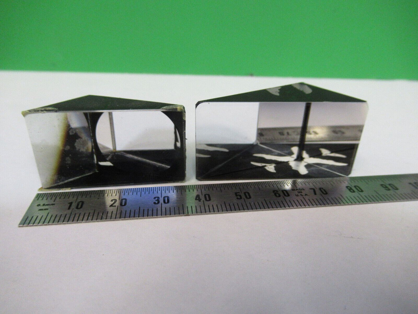 LOT 2 EA GLASS PRISM ZEISS needs coating MICROSCOPE PART AS PICTURED #R7-B-66